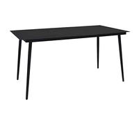 FUDUGEHMIOFWFJJ Tavolo da Giardino Moderno Nero 190x90x74 cm in Acciaio e Vetro, Tavolo da Esterno Resistente per Giardino Patio, Struttura Robusta e Facile da Pulire, Ideale per Pranzo all'Aperto