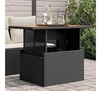 FUDUGEHMIOFWFJJ Tavolo da Giardino Nero 100x55x73 cm con Piano Regolabile in Polyrattan e Legno Acacia, Tavolo da Esterno Resistente per Terrazza, Patio Giardino, Facile da Pulire e Montare