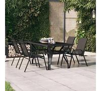 FUDUGEHMIOFWFJJ Tavolo da Giardino Nero 140x70x70 cm in Acciaio e Vetro, Modern Outdoor Dining Table, Elegant Steel and Glass Design, Patio, Garden, Balcony, Durable Weather-Resistant Furniture