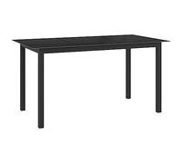 FUDUGEHMIOFWFJJ Tavolo da Giardino Nero 150x90x74cm in Alluminio e Vetro, Elegante e Resistente, Ideale per Esterni, Balcone, Patio, Design Moderno con Piano in Vetro Spesso 5mm, Facile da Pulire