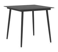 FUDUGEHMIOFWFJJ Tavolo da Giardino Nero 80x80x74 cm in Acciaio e Vetro, Modern Outdoor Dining Table for Patio, Garden, Robust Steel Frame with Smooth Glass Top, Easy to Clean, Family Meals and Decor