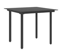 FUDUGEHMIOFWFJJ Tavolo da Giardino Nero 80x80x74 cm in Acciaio e Vetro, Modern Outdoor Dining Table for Patio Garden, Powder Coated Steel Frame with Tempered Glass Top, Easy to Clean, Family Meals