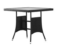 FUDUGEHMIOFWFJJ Tavolo da Giardino Nero 80x80x74 cm in Polyrattan con Piano in Vetro Temperato, Tavolo da Esterno Moderno per Giardino e Patio, Resistente agli UV e Facile da Pulire