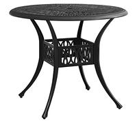 FUDUGEHMIOFWFJJ Tavolo da Giardino Nero in Alluminio Pressofuso 90x90x74 cm con Foro Ombrellone, Tavolo da Esterno Resistente e Stabile per Caffè Tè con Famiglia e Amici