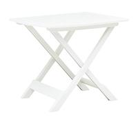 FUDUGEHMIOFWFJJ Tavolo da Giardino Pieghevole Bianco 79x72x70 cm Plastica Resistente per Esterno, Balcone o Patio, Design Elegante a Doghe, Facile da Riporre Senza Assemblaggio