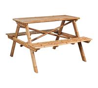 FUDUGEHMIOFWFJJ Tavolo da Picnic in Bambù 115x115x81 cm con Panche, Tavolo da Giardino Resistente all'Acqua per Esterno, Ideale per Terrazza, Cortile e Campeggio, Design Unico con Venature Naturali