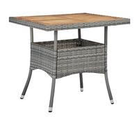 FUDUGEHMIOFWFJJ Tavolo da Pranzo Esterno Grigio con Piano in Legno Acacia e Base in Polyrattan PE, Tavolo da Giardino Resistente alle Intemperie per 4 Persone, Ideale per Cortile e Portico