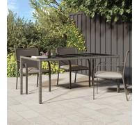 FUDUGEHMIOFWFJJ Tavolo Giardino Grigio 190x90x75 cm con Piano in Vetro Temperato e Struttura in Polyrattan, Tavolo da Esterno Moderno per Giardino, Terrazza, Patio - Resistente e Facile da Pulire