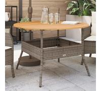 FUDUGEHMIOFWFJJ Tavolo Giardino in Legno Acacia e Polyrattan Grigio Ø110x71 cm, Tavolo da Esterno Resistente con Piano Massello, Ideale per Giardino, Terrazza o Patio, Facile da Pulire e Montare