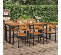 FUDUGEHMIOFWFJJ Tavolo Giardino in Legno Massello Acacia 200x90x75cm con Gambe a U, da Esterno Resistente per Terrazza Giardino, Tavolo da Pranzo all'Aperto Durevole e Stabile