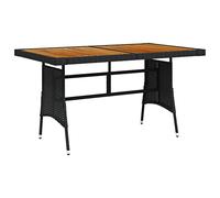 FUDUGEHMIOFWFJJ Tavolo Giardino Nero 130x70x72cm Outdoor Dining Table with Acacia Wood Top and PE Rattan, Powder Coated Steel Frame for Patio, Garden, Balcony, Weather Resistant & Easy to Move