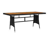 FUDUGEHMIOFWFJJ Tavolo Giardino Nero 160x70x72cm Outdoor Dining Table with Acacia Wood Top and PE Rattan Frame, Rustic Patio Furniture for Garden, Terrace, Balcony