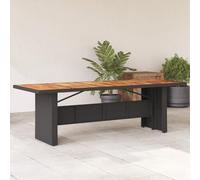 FUDUGEHMIOFWFJJ Tavolo Giardino Nero 240x90x75 cm con Piano in Legno Acacia e Struttura Polyrattan, Tavolo da Esterno Resistente per Giardino Patio, Facile da Pulire e Montare