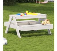 FUDUGEHMIOFWFJJ Tavolo Picnic per Bambini Bianco 88x97x52cm Legno Massello Pino - Durevole e Robusto, Design Ventilato, Ideale Giardino Scuola - Tavolo da Gioco e Pranzo all'Aperto per Età 2-8 Anni