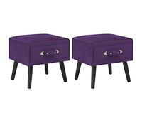 FUDUGEHMIOFWFJJ Velvet Nightstand Set of 2 Dark Purple Pine Wood Bedside Table with Drawer 40x35x40 cm Storage Organizer for Bedroom Living Room
