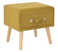 FUDUGEHMIOFWFJJ Velvet Nightstand with Drawer Mustard Yellow 40x35x40 cm Pine Wood Bedside Table Multifunctional Storage Ottoman for Bedroom Living Room