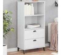 FUDUGEHMIOFWFJJ VIKEN Bianca Industrial Style Bookshelf 60x35x123 cm - Modern Multilayer Wood Bookcase with 2 Drawers Open Compartments for Living Room & Office Storage Decor