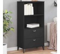 FUDUGEHMIOFWFJJ VIKEN Industrial Bookshelf 60x35x123 cm in Engineered Wood, Modern Black Storage Cabinet with 2 Drawers & Open Compartments for Living Room & Office Decor