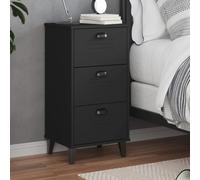 FUDUGEHMIOFWFJJ VIKEN Nightstand with 3 Drawers, Industrial Pine Wood Bedside Table, Black Bedroom Dresser with Handles, Modern Storage Cabinet for Living Room, Office