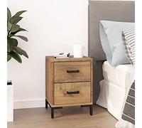 FUDUGEHMIOFWFJJ Vintage Nightstand with Drawers, Recycled Solid Pine Wood Bedside Table 36x30x45cm, Industrial Brown End Table for Bedroom Living Room Storage