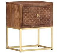 FUDUGEHMIOFWFJJ Vintage Style Mango Wood Nightstand with Drawer, Hand Carved Solid Wood Bedside Table for Bedroom, Industrial Chic Accent Furniture 40x30x50 cm
