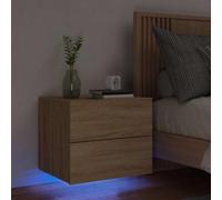 FUDUGEHMIOFWFJJ Wall Mounted LED Nightstand with RGB Lights, Multifunctional Floating Bedside Table with USB Port, Modern Sonoma Oak Design for Bedroom Living Room Space Saving Storage Solution