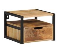 FUDUGEHMIOFWFJJ Wall Mounted Nightstand 35x35x25 cm Solid Acacia Wood Floating Bedside Table with Storage Shelf for Small Spaces Bedroom Living Room