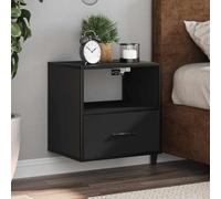 FUDUGEHMIOFWFJJ Wall Mounted Nightstand Black 40x31x39.5 cm with Drawer, Space Saving Bedside Table for Small Bedrooms, Modern Floating Night Stand with Storage Shelf