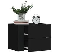 FUDUGEHMIOFWFJJ Wall Mounted Nightstand Black 45x30x35 cm with Drawers, Modern Floating Bedside Table for Small Spaces, Sturdy Composite Wood Storage Cabinet for Bedroom Living Room