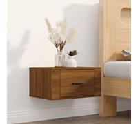 FUDUGEHMIOFWFJJ Wall Mounted Nightstand Brown Oak 50x36x25 cm with Storage Shelf, Floating Bedside Table for Small Spaces, Modern Bedroom Furniture with Easy Installation
