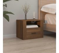 FUDUGEHMIOFWFJJ Wall Mounted Nightstand Brown Oak 50x36x40 cm Floating Bedside Table with Storage Shelf Modern Bedroom Bathroom Space Saving Furniture Design