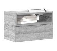 FUDUGEHMIOFWFJJ Wall Mounted Nightstand Gray Sonoma 45x26x28.5 cm with Drawer, Space Saving Bedside Table, Modern Bedroom Storage Cabinet with Open Shelf for Small Spaces
