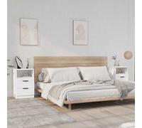 FUDUGEHMIOFWFJJ Wall Mounted Nightstand Set of 2 White Multilayer Wood Bedside Tables with 2 Drawers and Open Shelf for Bedroom Living Room Storage Organizer