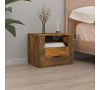 FUDUGEHMIOFWFJJ Wall Mounted Nightstand Smoke Oak 50x36x40 cm Floating Bedside Table with Storage Shelf Modern Bedroom Furniture Space Saving Design