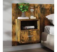 FUDUGEHMIOFWFJJ Wall Mounted Nightstand Smoke Oak Floating Bedside Table with Storage Shelf Space Saving Design for Bedroom Living Room Modern Furniture