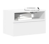 FUDUGEHMIOFWFJJ Wall Mounted Nightstand White 45x26x28.5 cm with Storage Drawer, Space Saving Bedside Table for Small Bedrooms, Modern Design with Open Shelf and Easy Assembly