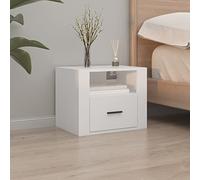 FUDUGEHMIOFWFJJ Wall Mounted Nightstand White 50x36x40 cm, Floating Bedside Table with Storage Shelf, Modern Bedroom Furniture for Small Spaces, Easy Mount Installation