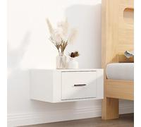 FUDUGEHMIOFWFJJ Wall Mounted Nightstand White Glossy 50x36x25 cm Modern Bedside Table with Storage Shelf for Bedroom Bathroom Space Saving Floating Design