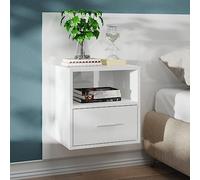 FUDUGEHMIOFWFJJ Wall Mounted Nightstand White Glossy Finish Space Saving Bedroom Furniture with Drawers Modern Design Multifunctional Storage Cabinet