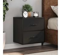 FUDUGEHMIOFWFJJ Wall Mounted Nightstand with 2 Drawers, Black Floating Bedside Table 40x31x39.5cm, Space Saving Bedroom Furniture with Sturdy Shelf for Modern Home Decor