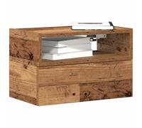 FUDUGEHMIOFWFJJ Wall Mounted Nightstand with Drawer, Antique Wood Bedside Table 45x26x28.5cm, Space Saving Floating Shelf for Small Bedroom, Modern Storage Cabinet with Open Compartment