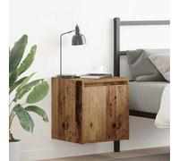 FUDUGEHMIOFWFJJ Wall Mounted Nightstand with Storage Shelf, Floating Bedside Table with Door, Antique Wood Finish 38x34x40 cm for Bedroom Living Room Space Saving