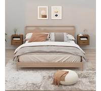 FUDUGEHMIOFWFJJ Wall Mounted Nightstands 2 Pack Brown Oak 50x36x40 cm Engineered Wood Bedside Tables with Storage Shelf for Bedroom Living Room Space Saving Design