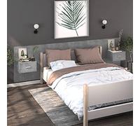 FUDUGEHMIOFWFJJ Wall Mounted Nightstands 2-Pack Grey Cement Floating Bedside Tables with Drawers Space Saving Storage Cabinets for Bedroom Living Room
