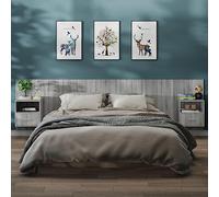 FUDUGEHMIOFWFJJ Wall Mounted Nightstands 2 Pack Grey Sonoma Floating Bedside Tables with Storage Shelf Space Saving Design for Bedroom Living Room