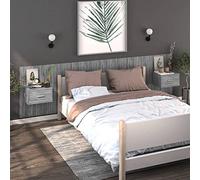 FUDUGEHMIOFWFJJ Wall Mounted Nightstands 2 Pack Grey Sonoma Floating Bedside Tables with Storage Shelves Space Saving Design for Bedroom Living Room Modern Furniture