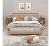 FUDUGEHMIOFWFJJ Wall Mounted Nightstands 2 Pack Smoke Oak Finish 50x30x47 cm Engineered Wood Floating Bedside Tables with Storage Shelf for Bedroom Living Room Modern Space Saving Design