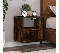 FUDUGEHMIOFWFJJ Wall Mounted Nightstands 2-Pack, Smoke Oak Floating Bedside Tables with Shelves, Space Saving Bedroom Furniture 40x31x39.5 cm for Modern Home Decor