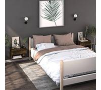 FUDUGEHMIOFWFJJ Wall Mounted Nightstands 2 Pack Smoke Oak Floating Bedside Tables with Storage Shelf Space Saving Design for Bedroom Living Room