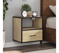 FUDUGEHMIOFWFJJ Wall Mounted Nightstands 2 Pack Sonoma Oak Floating Bedside Tables with Drawer and Shelf Space Saving Storage for Bedroom Living Room